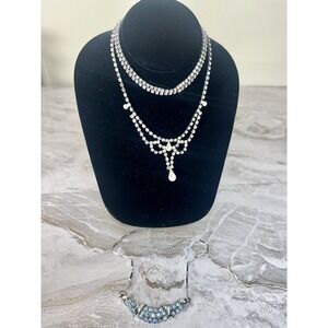 Vintage Rhinestone Necklace Lot Of 3